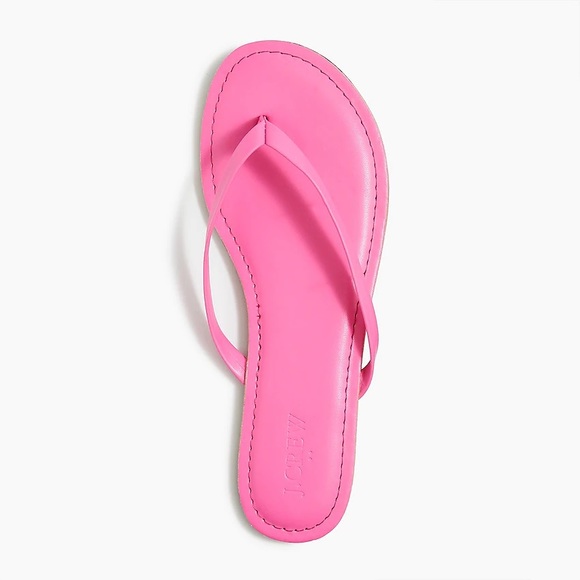 J. CREW Easy Summer Flip-Flops Pink Thong Sandals Padded Foot Bed Neon Tulip - Picture 2 of 8